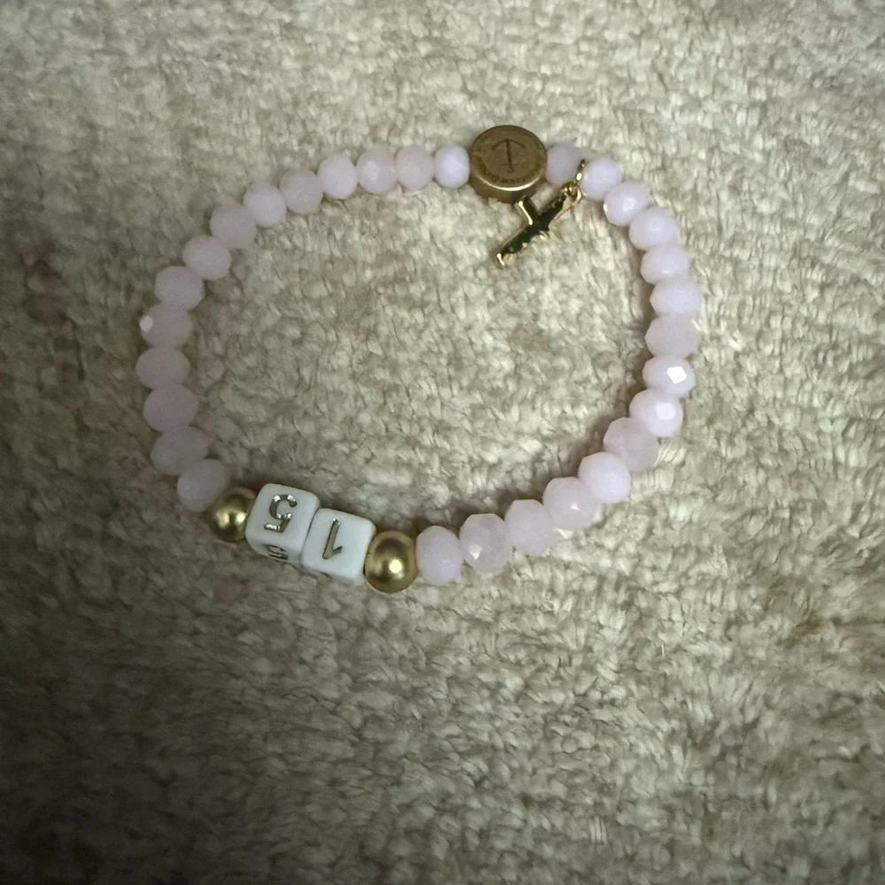 Pink Beaded Bracelet with Gold Accents